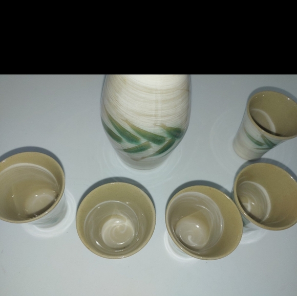 Vintage PCDG Sake Set Ceramic Hand Painted Bamboo - Picture 10 of 10